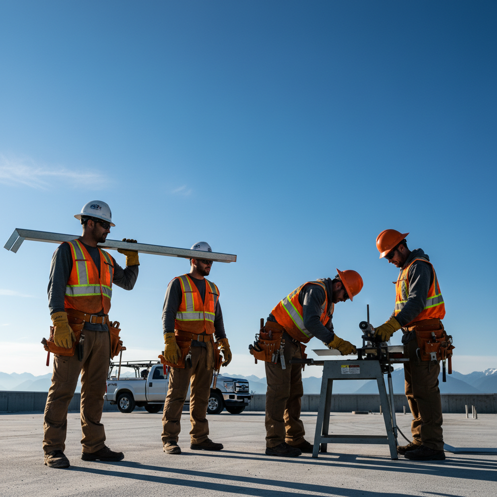 SMW Local 280 union sheet metal crew on a commercial jobsite in British Columbia