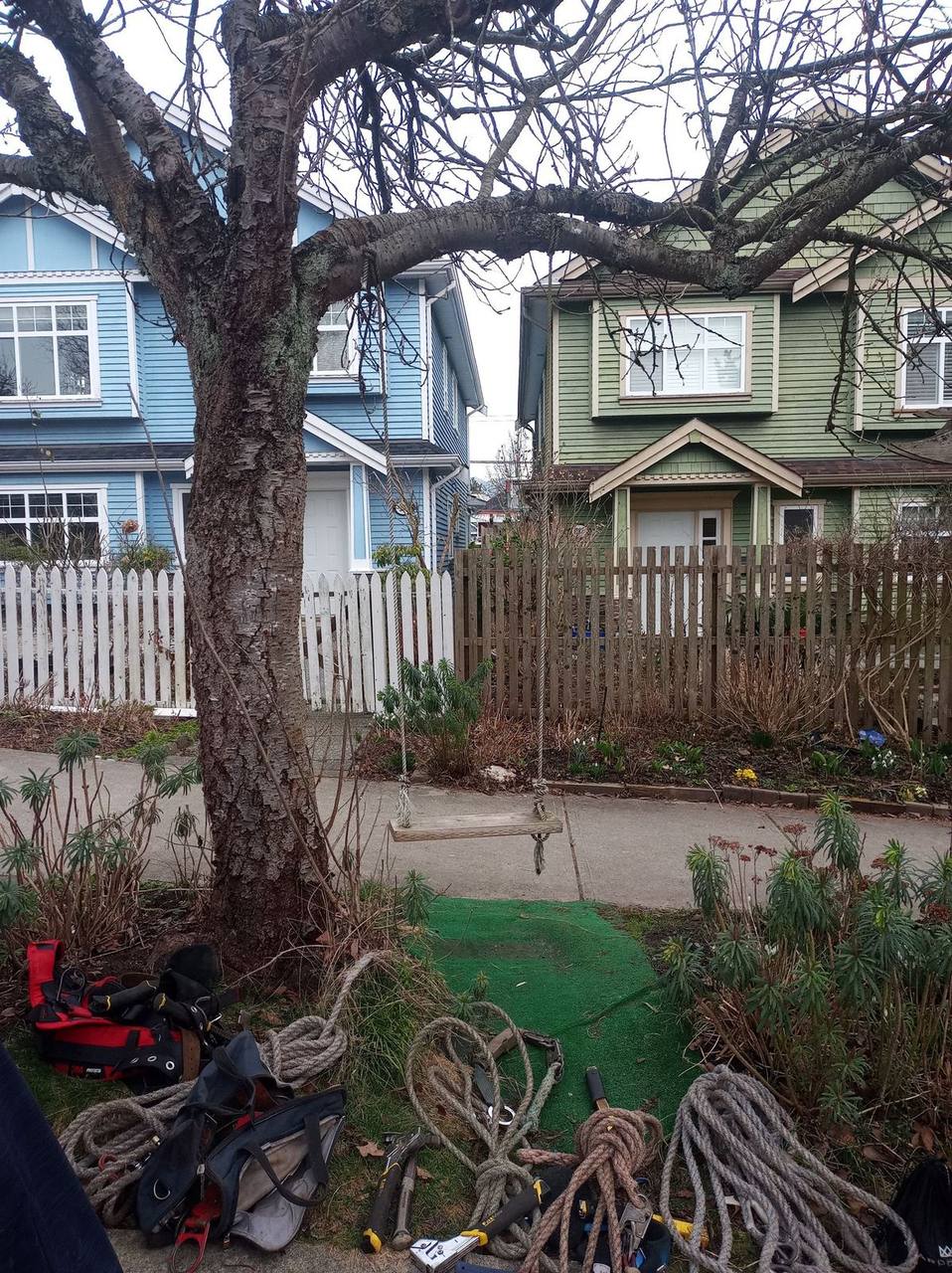 Full sheathing exposure on a craftsman-style home in the Fraser Valley during a Fraser Roofing tear-off, inspecting every inch of plywood decking is a critical step in our 47-point checklist