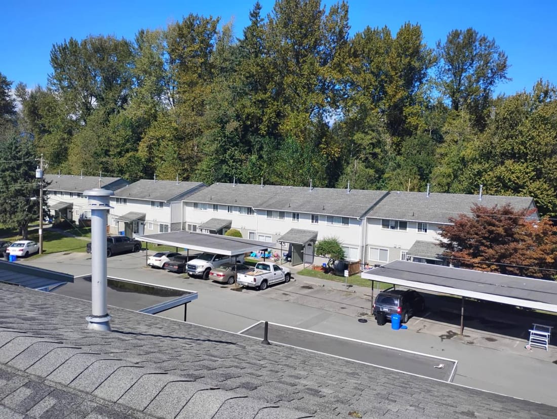 Completed shingle roofs across a multi unit complex, Chilliwack